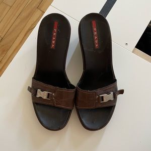 Brown leather Prada sandals